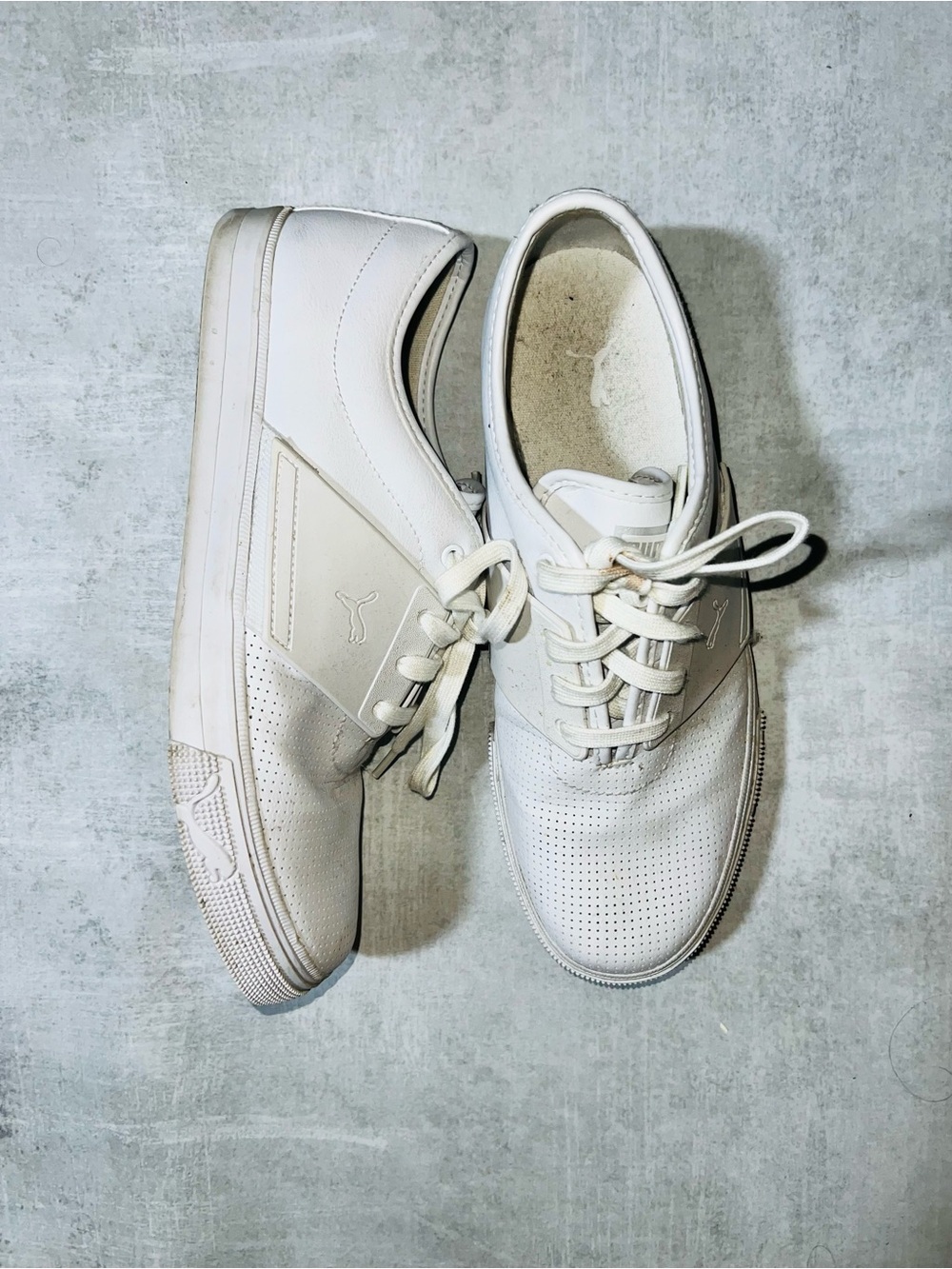 Puma El Ace Perforated Leather Sneakers White Size 10